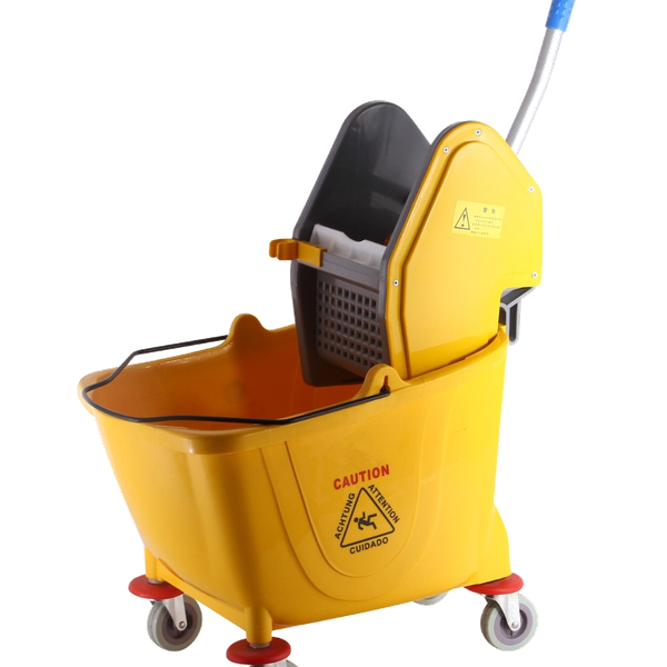 Chariot de ménage 32 L avec essoreur à pression latérale jaune