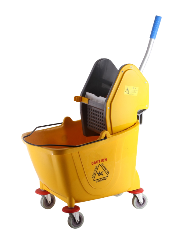 Chariot de ménage 32 L avec essoreur à pression latérale jaune