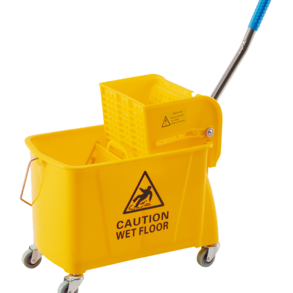 Chariot de ménage 20 L avec essoreur à pression latérale jaune