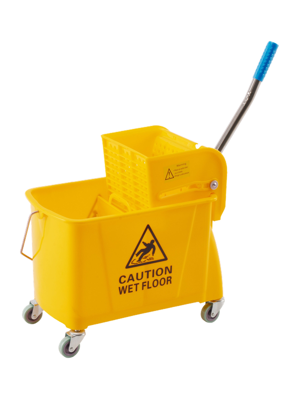 Chariot de ménage 20 L avec essoreur à pression latérale jaune