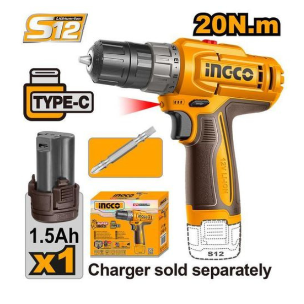 Perceuse-visseuse sans fil 2 vitesses 12 V 20 Nm