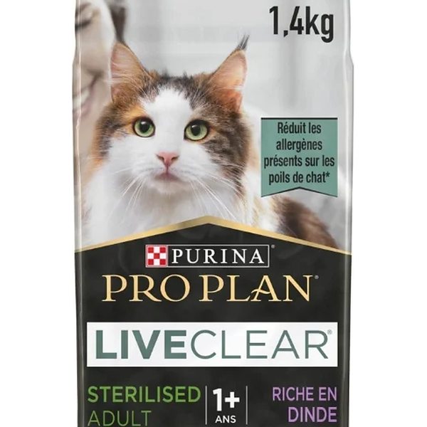 Croquette live clear +1 stérilisé dinde pour chat 1,4 kg