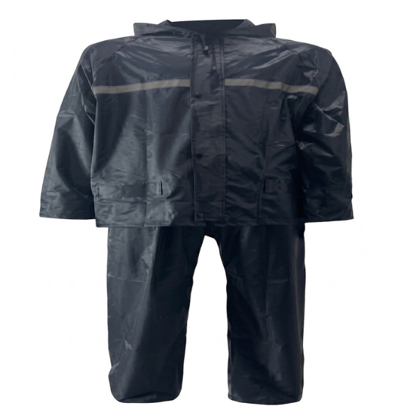Imperméable veste + pantalon en nylon avec bandes tailleXL