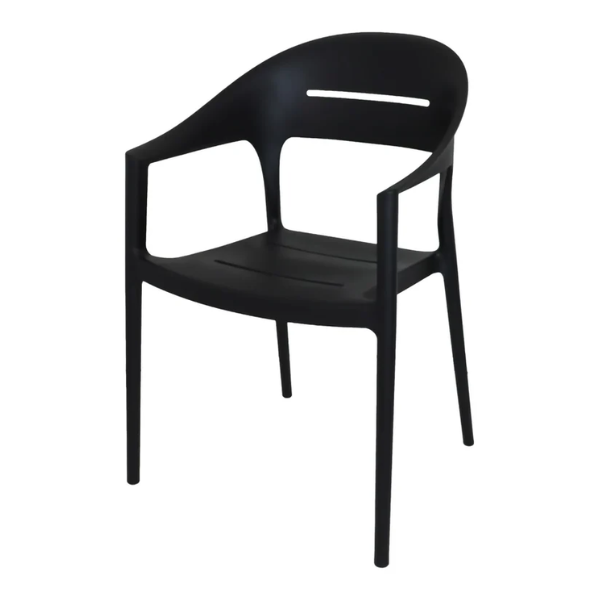 Fauteuil de jardin en polypropylène noir – 53,5 x 56 x 83 cm