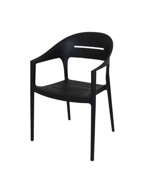 Fauteuil de jardin en polypropylène noir – 53,5 x 56 x 83 cm