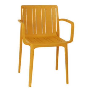Fauteuil de jardin en polypropylène jaune moutarde – 52 x 57,5 x 80 cm
