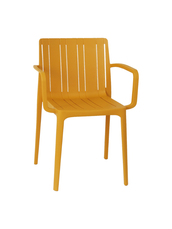 986756 Fauteuil de jardin en polypropylène jaune moutarde – 52 x 57,5 x 80 cm – Image 1