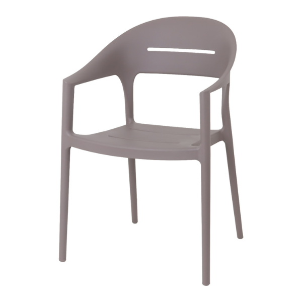 Fauteuil de jardin en polypropylène taupe – 53,5 x 56 x 83 cm