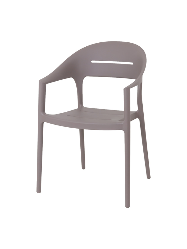 Fauteuil de jardin en polypropylène taupe – 53,5 x 56 x 83 cm