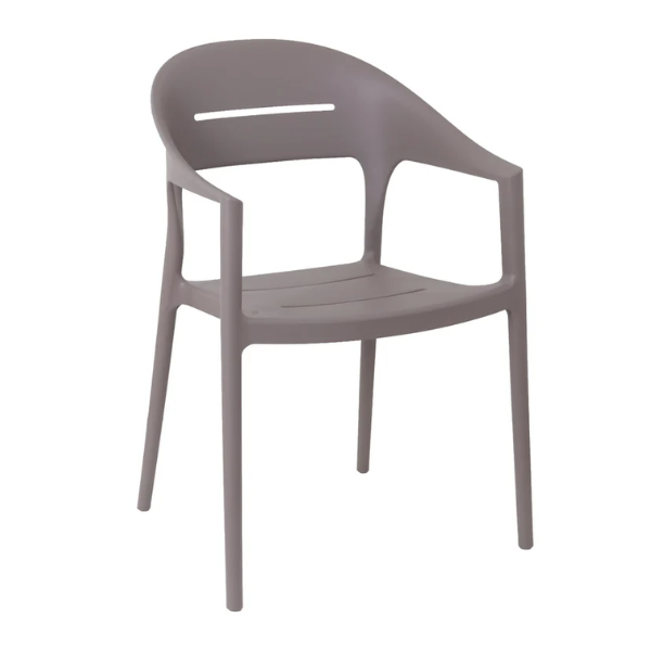 Fauteuil de jardin en polypropylène taupe – 52 x 57,5 x 80 cm