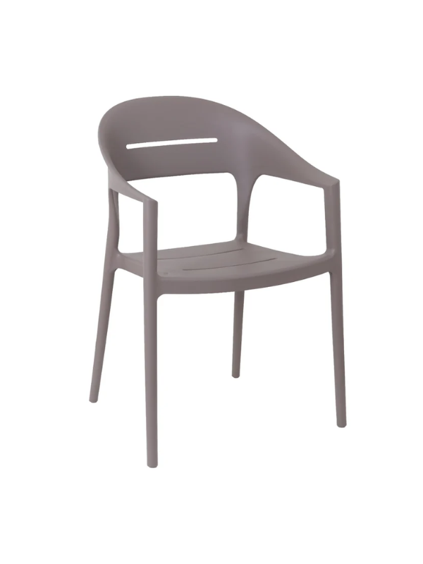Fauteuil de jardin en polypropylène taupe – 52 x 57,5 x 80 cm