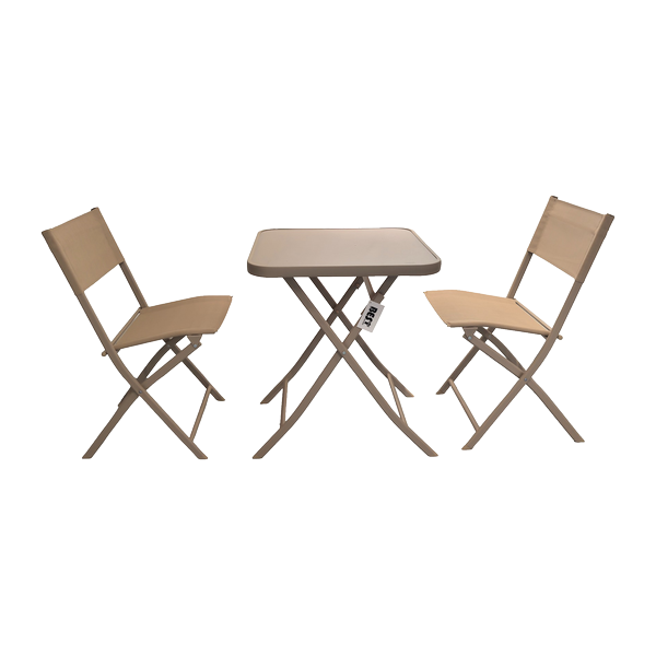 Set de jardin 3 pièces en métal 1 x 1 m beige