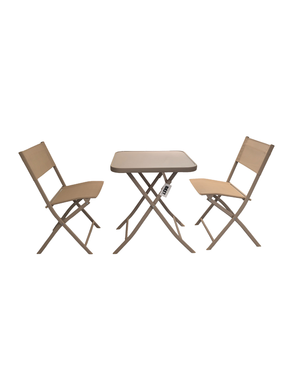988097 Set de jardin 3 pièces en métal 1 x 1 m beige – Image 1
