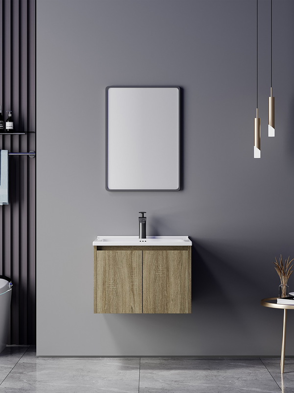 Meuble salle de bains 60x47x48 Cm contreplaqué chêne bois