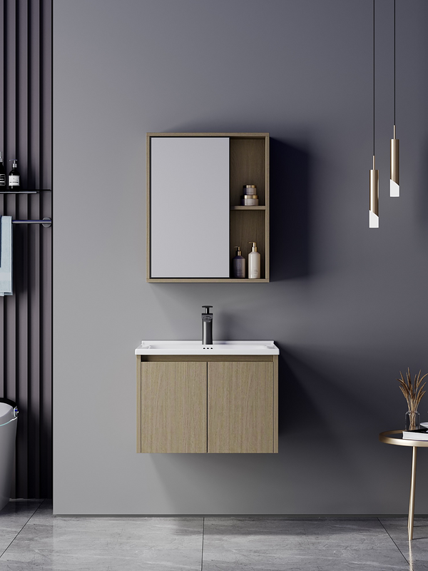 Meuble salle de bains 80x47x48 Cm contreplaqué chêne doré