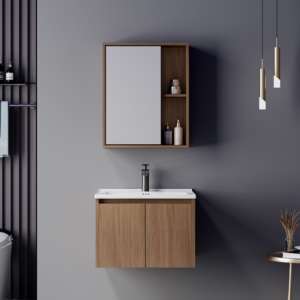 Meuble salle de bains 60x47x48 Cm contreplaqué chêne brun