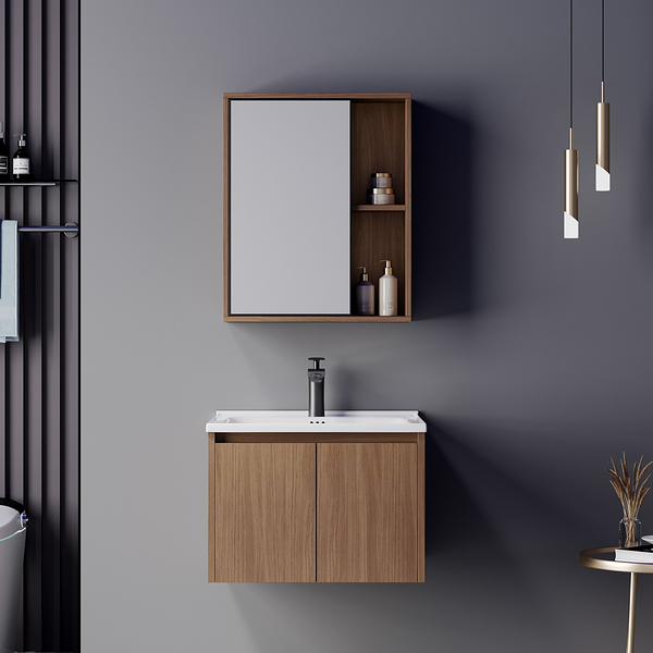 Meuble salle de bains 60x47x48 Cm contreplaqué chêne brun