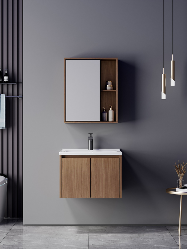 Meuble salle de bains 60x47x48 Cm contreplaqué chêne brun