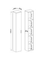 Armoire haute avec étagère gris pour salle de bain 40x195x35cm – Image 2
