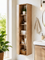 Armoire haute avec étagère chêne pour salle de bain 40x195x35cm