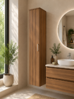 Armoire haute avec étagère noyer pour salle de bain 40x195x35cm – Image 3