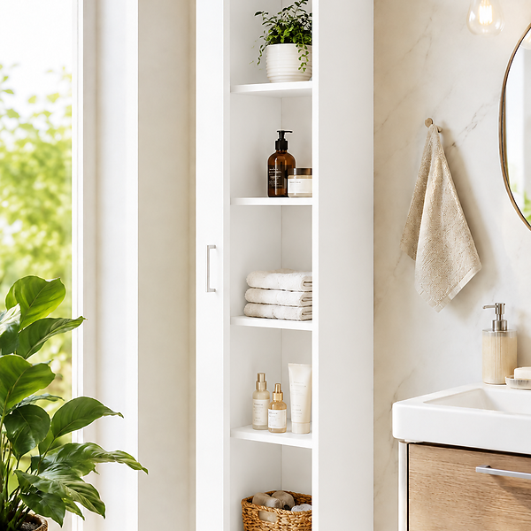 Armoire haute avec étagère blanche pour salle de bain 40x195x35cm