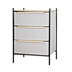 Commode à 3 tiroirs 57,7x40x79cm faux lin KBS FAB