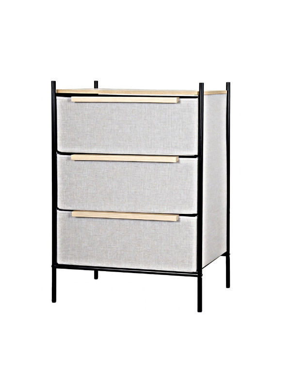 Commode à 3 tiroirs 57,7x40x79cm faux lin KBS FAB