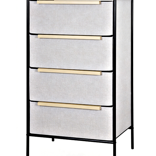 Commode à 4 tiroirs 57,7x40x101cm faux lin KBS FAB