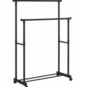 Porte-vêtements double tringle 77,5x36x91,5-160cm métal