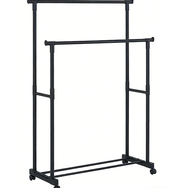Porte-vêtements double tringle 77,5x36x91,5-160cm métal