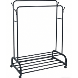 Porte-vêtements double tringle 110x55x160cm métal + polypropylène noir