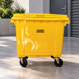 Poubelle à roulettes 660l 146x75x120cm jaune