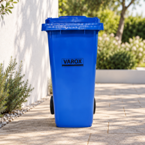 Poubelle à roulettes 120l 55,5x47x93cm bleue