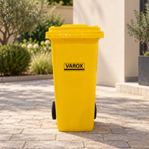 Poubelle à roulettes 120l 55,5x47x93cm jaune