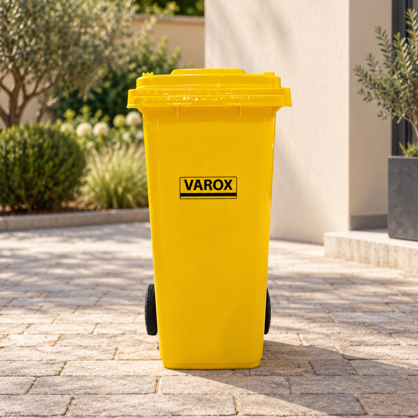 Poubelle à roulettes 120l 55,5x47x93cm jaune