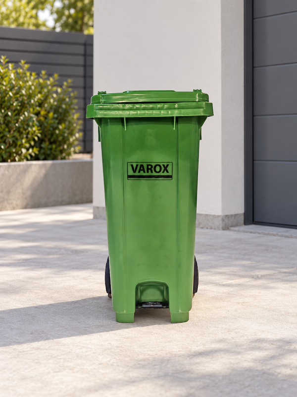 Poubelle roulante à pédale métallique 120l 47x54x92cm verte