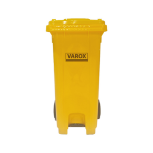 Poubelle roulante à pédale métallique 120l 47x54x92cm jaune