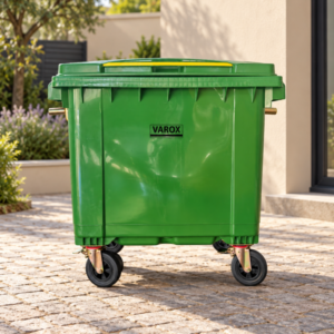 Poubelle à roulettes 660l 146x75x120cm vert foncé