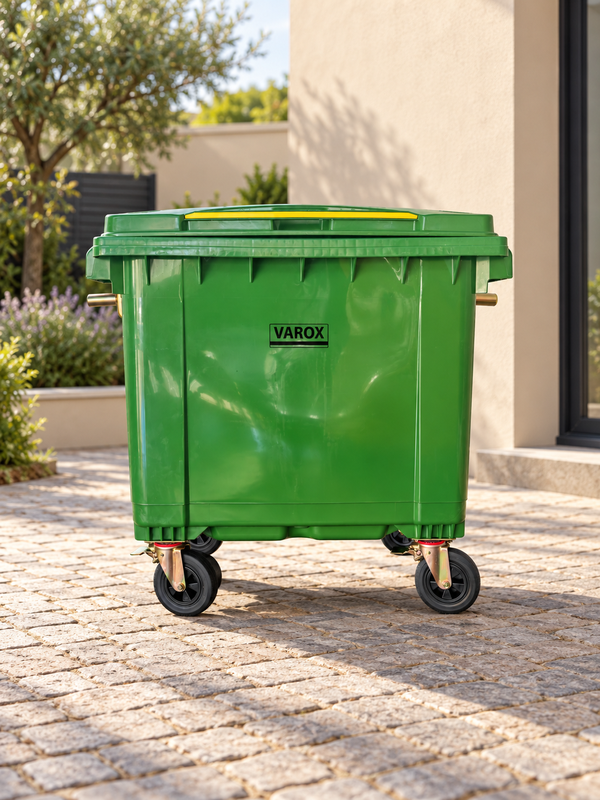 Poubelle à roulettes 660l 146x75x120cm vert foncé