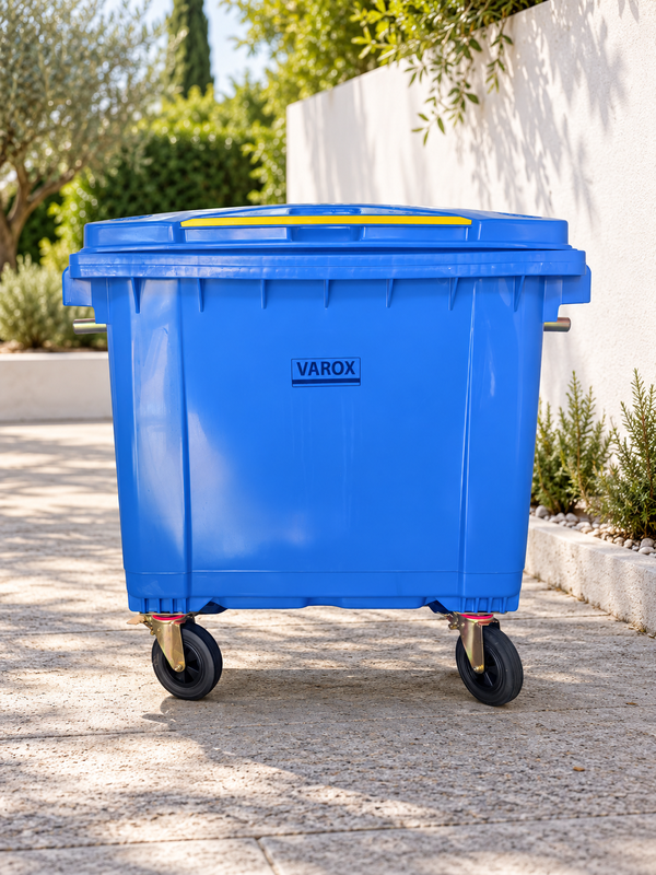 989187 Poubelle à roulettes 660l 146x75x120cm bleue – Image 1