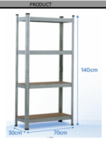 Étagère en métal galvanisé 4 niveaux plateaux en MDF 70 kg 140 X 70 X 30 cm – Image 2