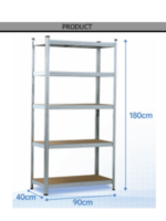 Étagère en métal galvanisé 5 niveaux plateaux en MDF 175 kg 180 X 90 X 40 cm – Image 2