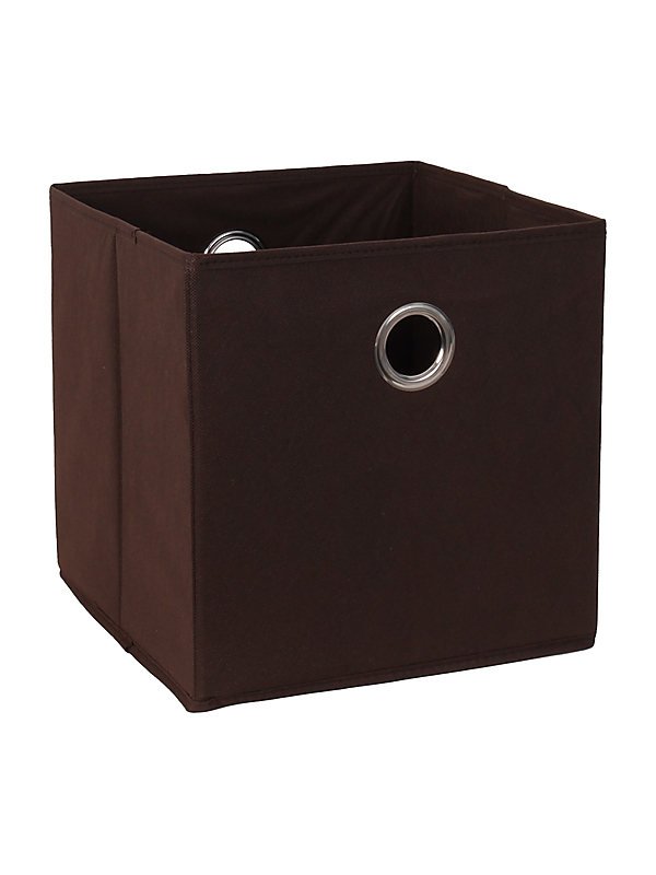 989676 Panier de rangement intissé chocolat 30 x 29 x 30 cm – Image 1