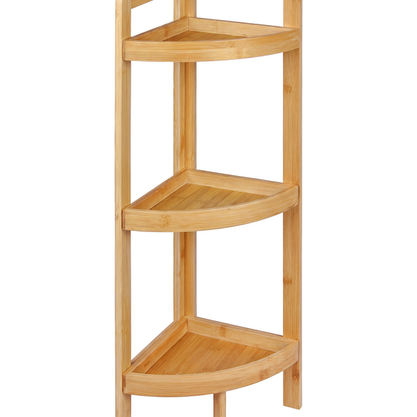 Étagère d’angle à 3 niveaux en bambou 23 x 23,8 x 80 cm